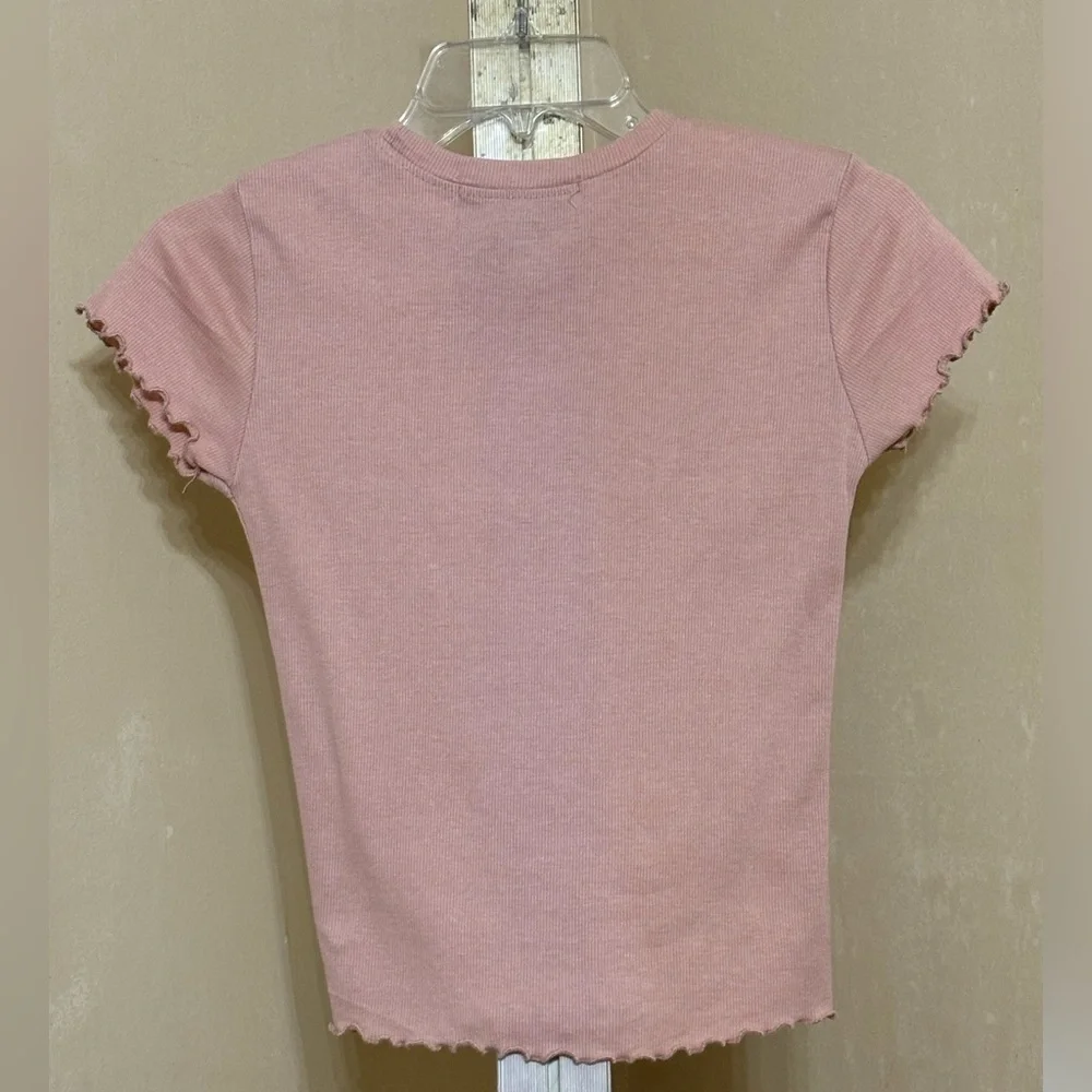 POLLY&ESTHER RIBBED CREW NECK SHORT SLEEVE TEE SZ SMALL - Picture 3 of 7